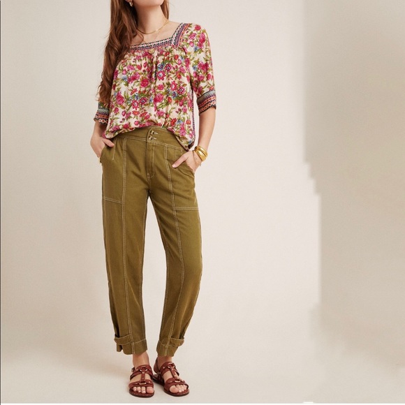 NWT Anthropologie khaki hi rise utility pants - Picture 2 of 9